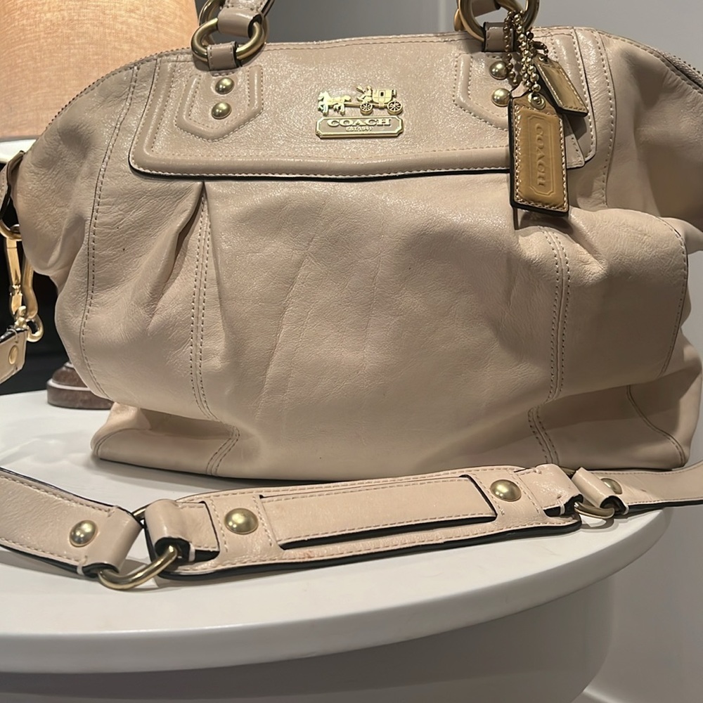 Coach Madison purse with 28” crossbody strap. Cream colored. - Picture 8 of 8